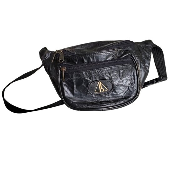 Vintage 90s Y2K Patchwork Fanny Pack Belt Bag with Multi-Zip Compartments & Adju - Picture 1 of 9